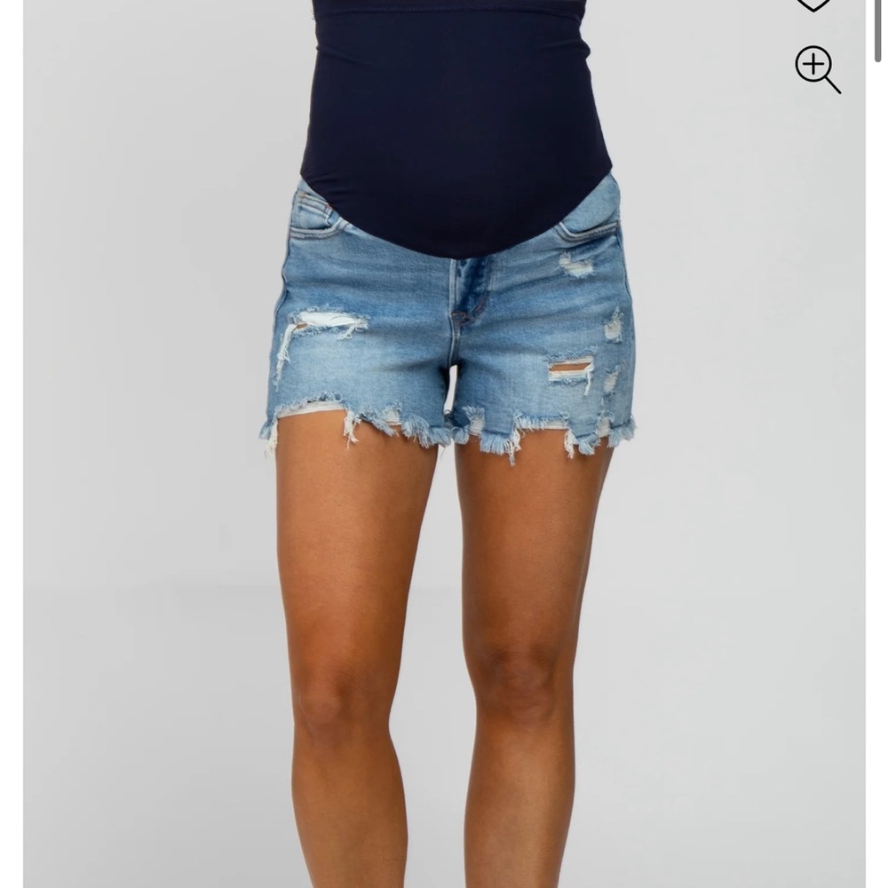 Pinkblush Maternity Distressed Blue Jean Shorts